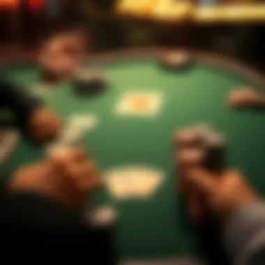 Exciting Poker Table Setting An overhead shot of a poker table with chips and cards ready for play.