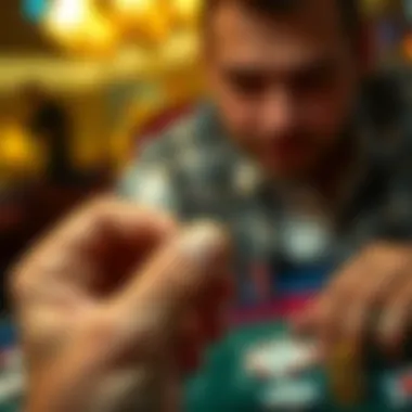 Contemplating Gambling Strategies A detailed view of a hand holding a penny while contemplating a gambling strategy.