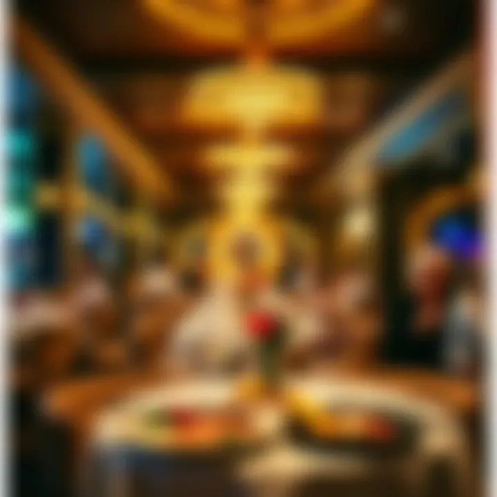 Gourmet Dining Experience Elegant dining area with patrons enjoying a gourmet meal