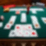 A captivating layout of traditional solitaire cards arranged on a table