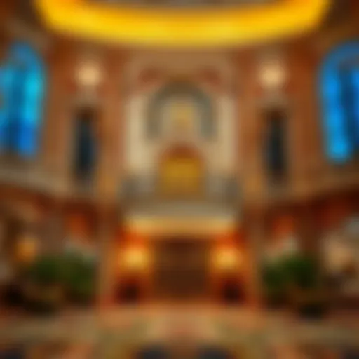 Grand entrance of Caesars Palace showcasing its architectural beauty