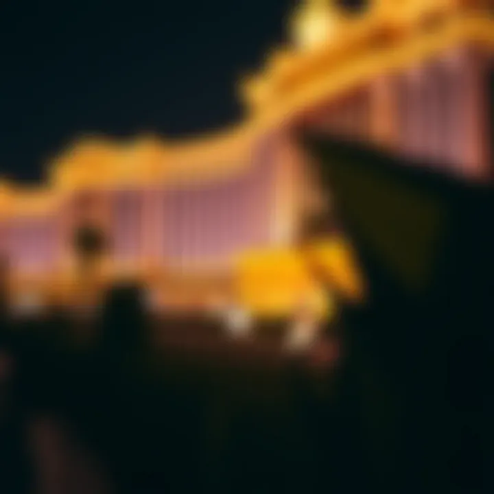 Night View of Caesars Palace on the Strip Dramatic night view of Caesars Palace illuminated on the Las Vegas Strip