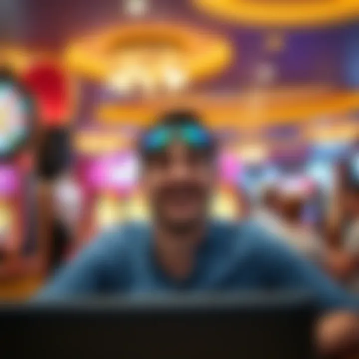 Successful online gambler celebrating