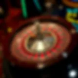 Virtual roulette wheel showcasing various betting options