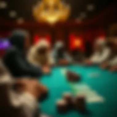 A strategic poker table setup during a high-stakes tournament