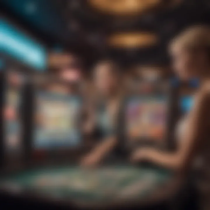 A futuristic depiction of technology integration in gambling, featuring augmented reality elements.