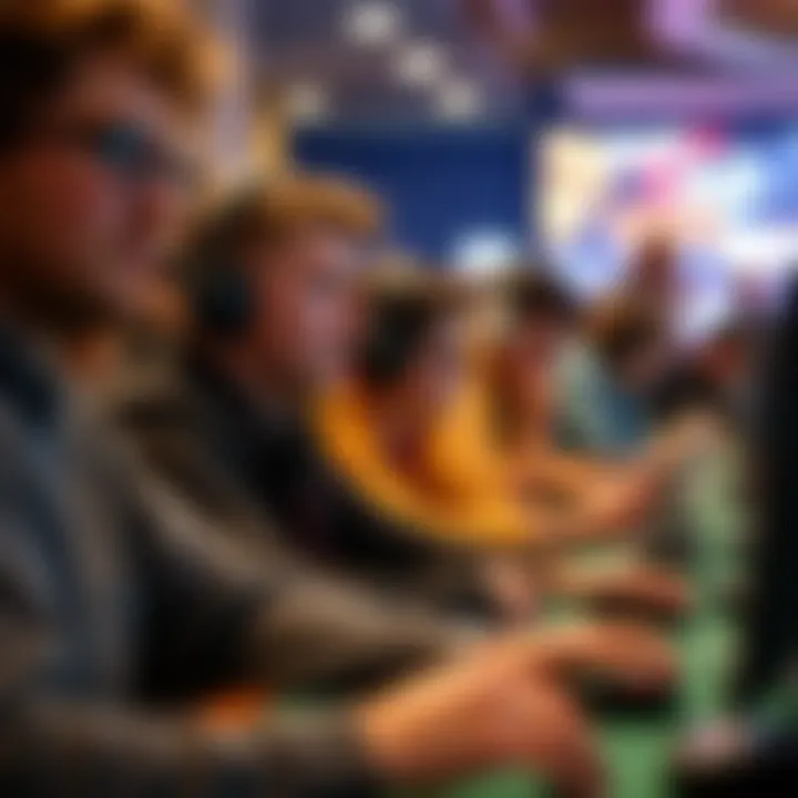A diverse group of gamers engaged in a competitive game