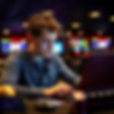 Strategizing in Online Gaming A thoughtful gamer analyzing game strategies and platform options on a laptop