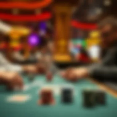 A strategic card game being played at a table