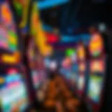 Illuminated slot machines in a casino