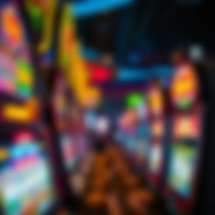 Illuminated slot machines in a casino