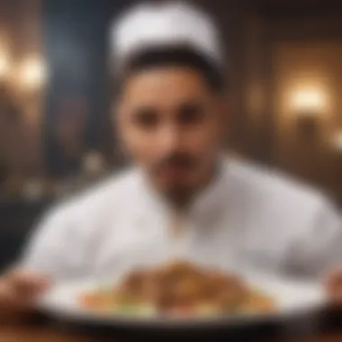 An artistic capture of the iconic 'Salt Bae' seasoning a dish, symbolizing culinary mastery