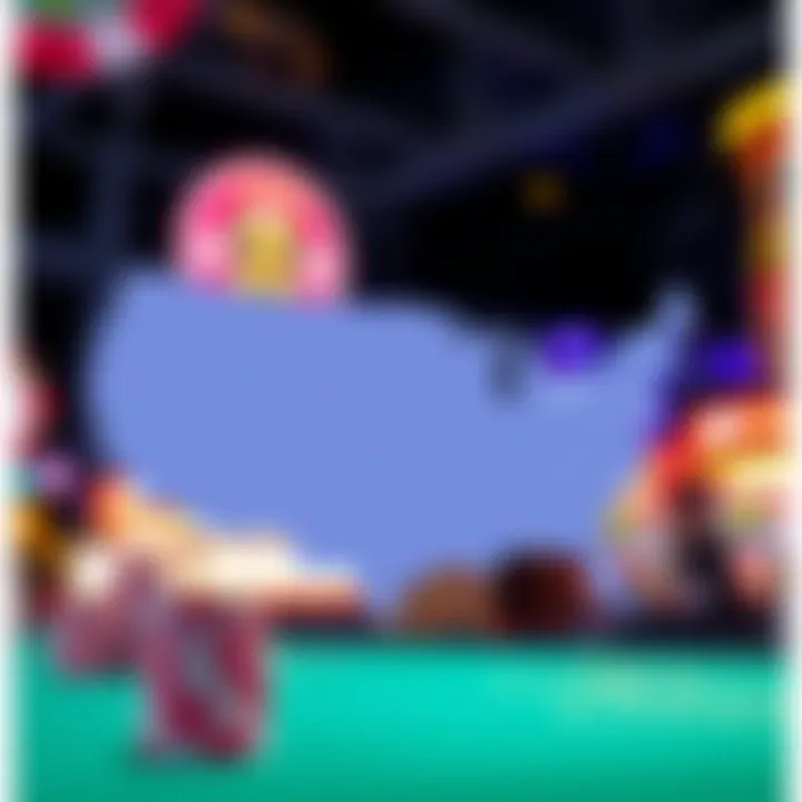 An illustration showing the legal framework of online gambling across different U.S. states.