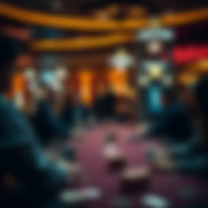 High Stakes Poker Scene A bustling scene at a poker table reflecting high stakes and intense focus