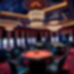 Elegant casino interior showcasing luxury gaming tables