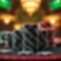 A close-up of poker chips stacked in a strategic formation, showcasing tactical depth.