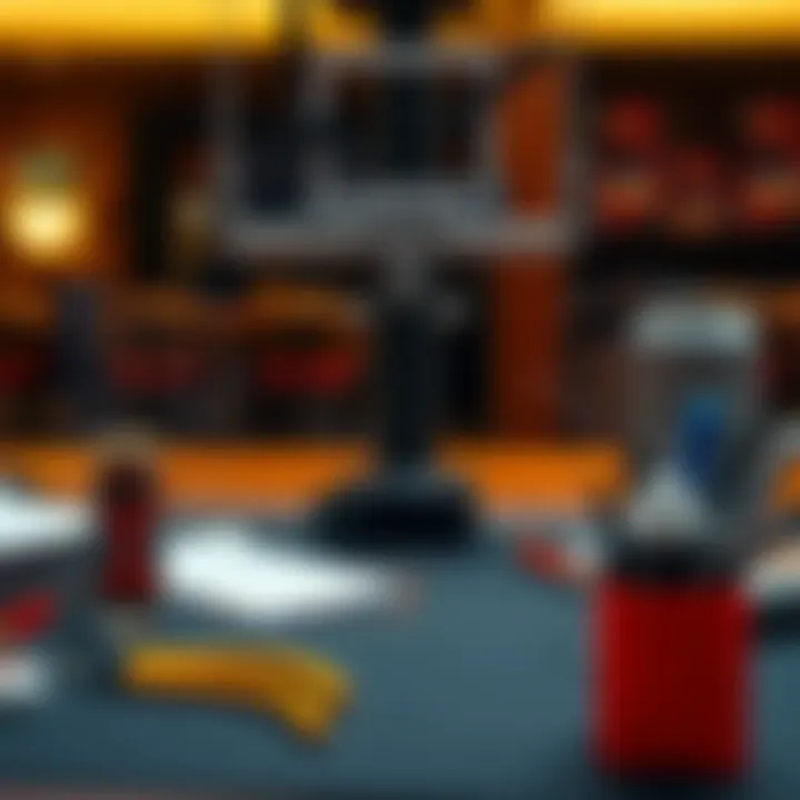 Bracket setup with office supplies