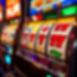A close-up view of a classic slot machine with fruit symbols