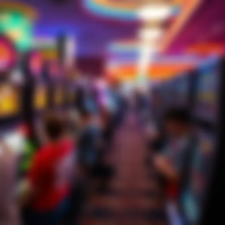 The Thrill of Gaming Culture A bustling gaming floor filled with enthusiastic players engaged with slot machines.