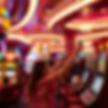 An artistic representation of a casino floor bustling with excitement and energy