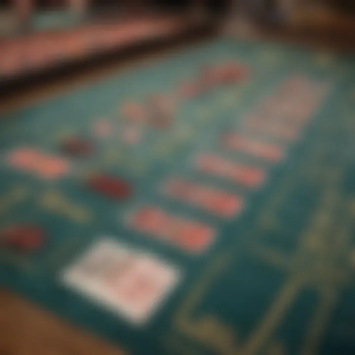 Close-up of betting slips and chips symbolizing strategic choices