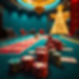 Elegant casino table with chips and cards