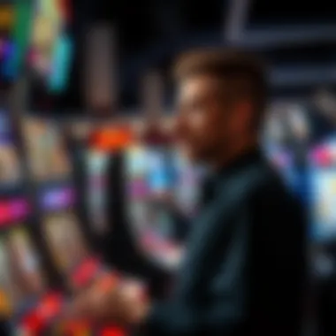 Player Contemplating Strategies A player contemplating strategies for gameplay on a slot machine