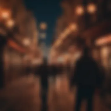 A group of tourists on a ghost tour with lanterns