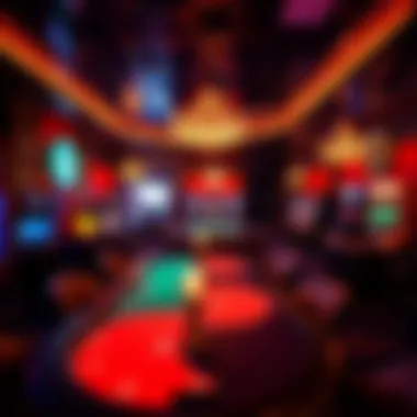Interior of a luxurious gaming club showcasing vibrant gaming tables