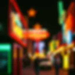 Mysterious neon lights illuminating a Las Vegas street