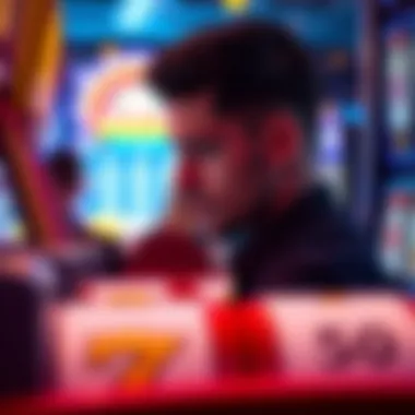 High-Stakes Slot Game Engagement Close-up of a player engaged in a high-stakes slot game