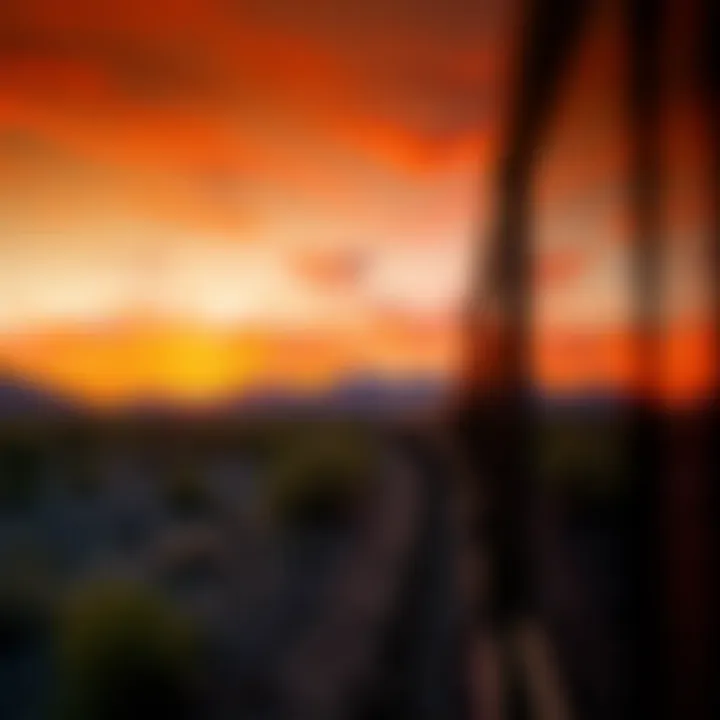 A picturesque sunset over the desert landscape during the journey