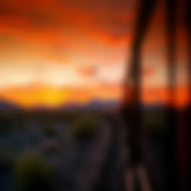 Desert Sunset Along the Route A picturesque sunset over the desert landscape during the journey