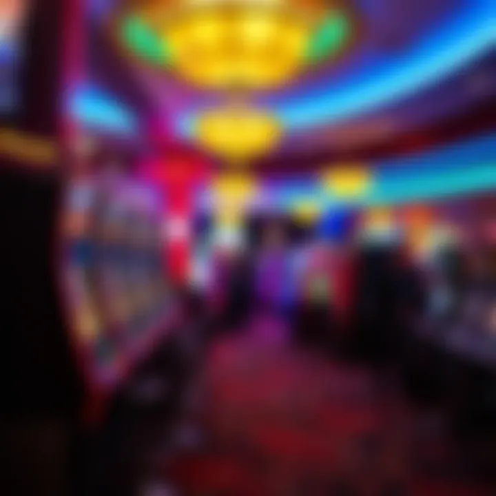 Interior gaming area filled with slot machines and vibrant lights