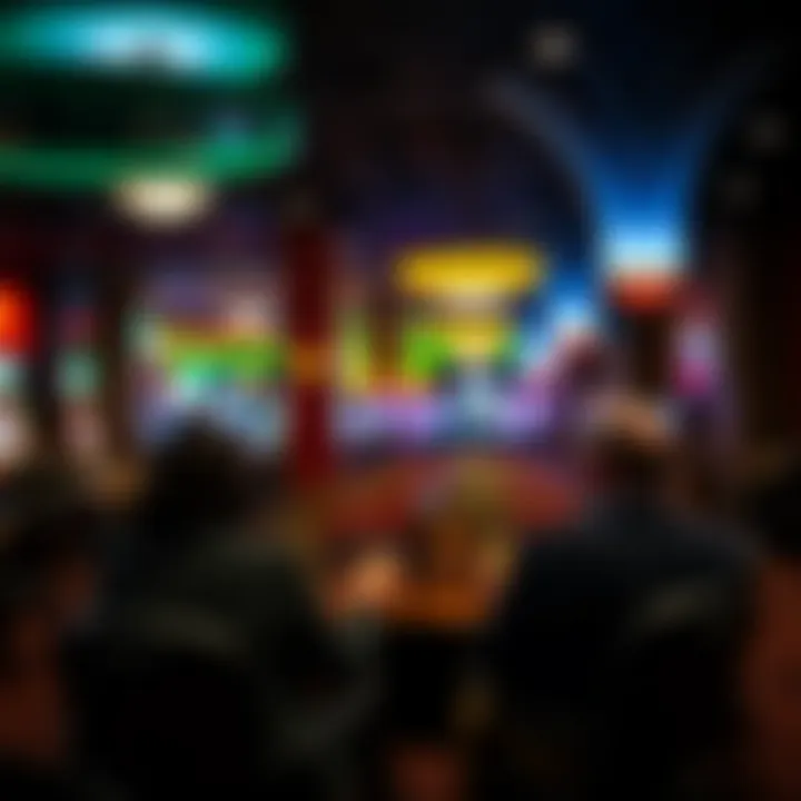 Seating area with patrons enjoying food and drinks inside the casino