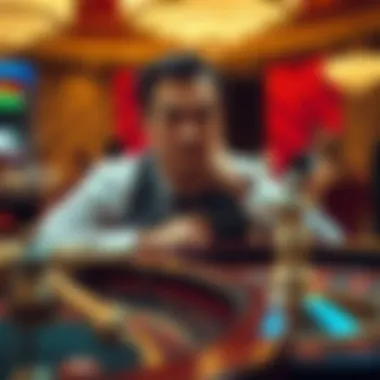 Player contemplating their next roulette bet with a focused expression