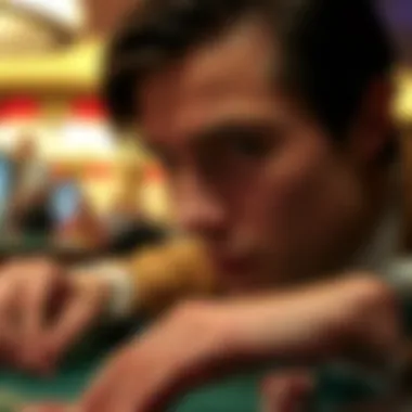 The protagonist's intense focus during a pivotal moment in the film.