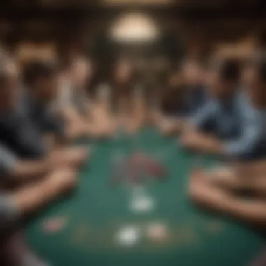 A group of players engaged in a high-stakes poker game, focused and strategic.